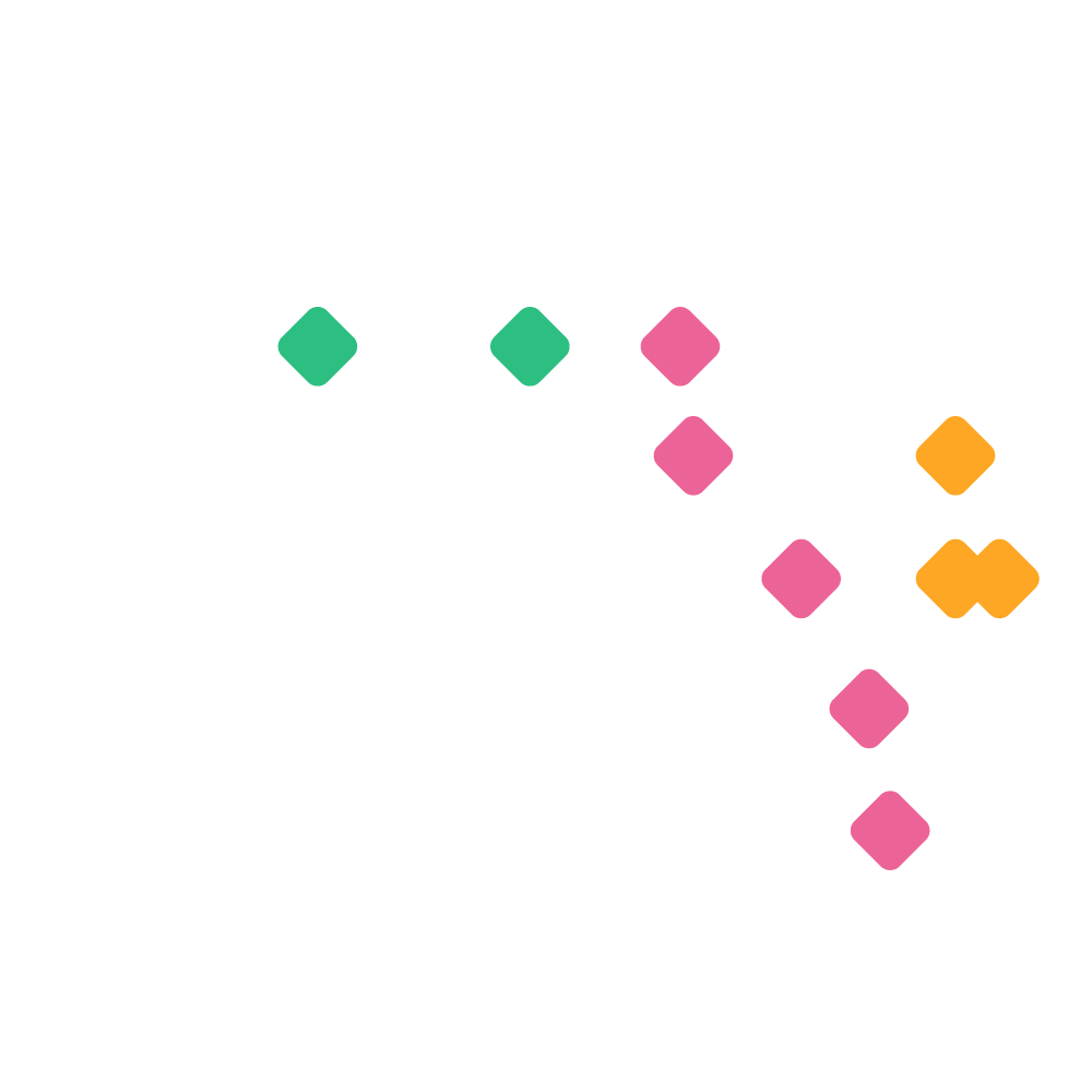 Projektübersicht mit Zeitstrahl und farbigen Diamanten – Symbol für Multiprojektplanung, Ressourcensteuerung und zeitliche Projektkoordination