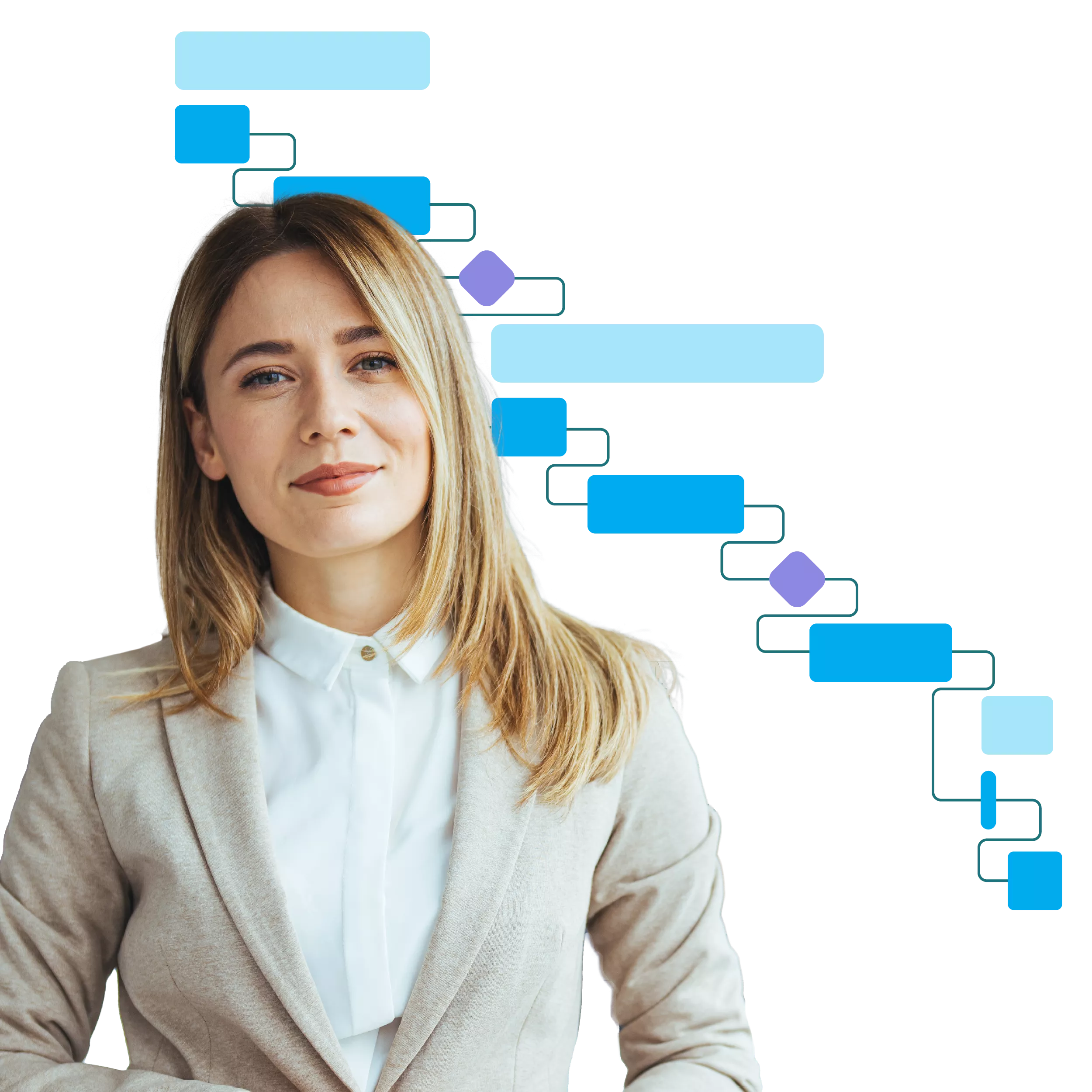 Person vor grafischem Zeitstrahl – Symbol für visuelles Multiprojektmanagement und strategische Projektplanun
